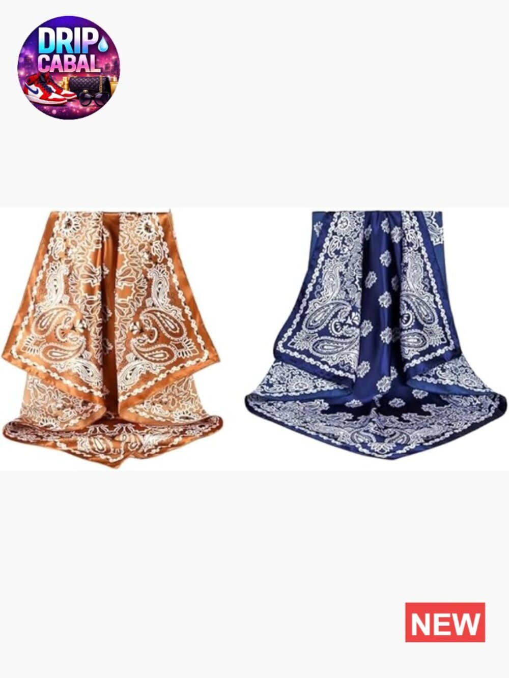 2 Pack 35" Silk Like Satin Large Square Scarves for Women